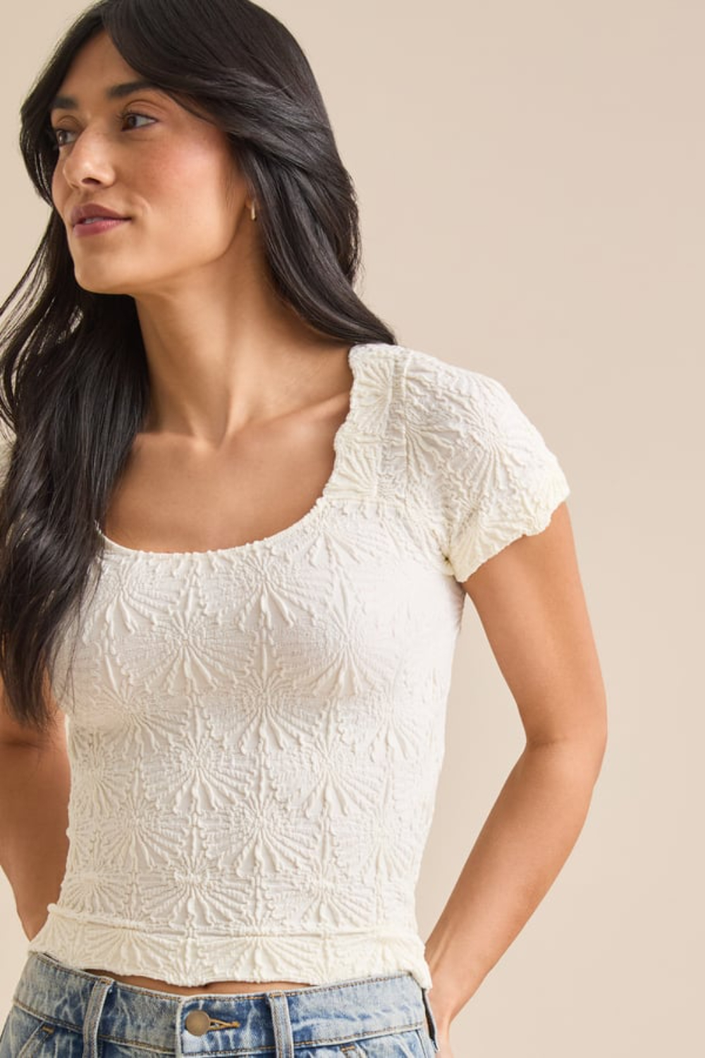 Blaire Short Sleeve Seamless Floral Tee