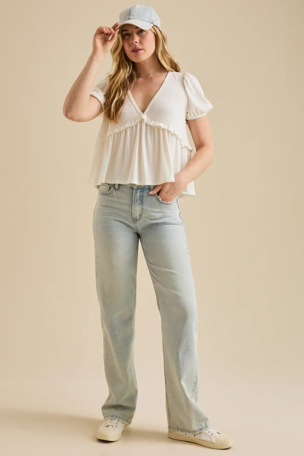 Caroline Bow Back Babydoll Top