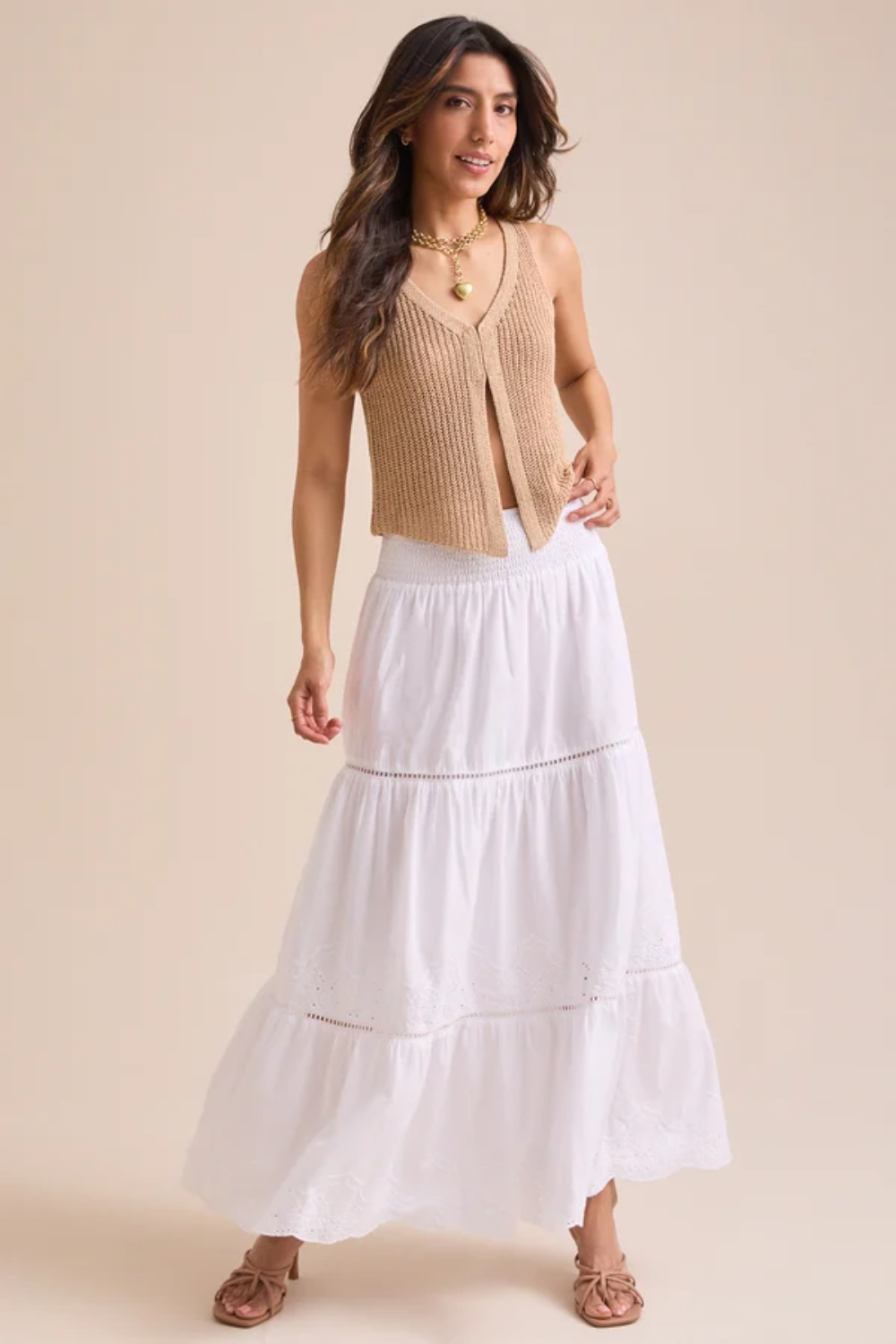Viv Smocked Midi Skirt