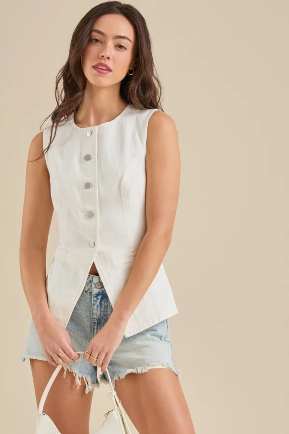 Daisy Button Up Denim Vest