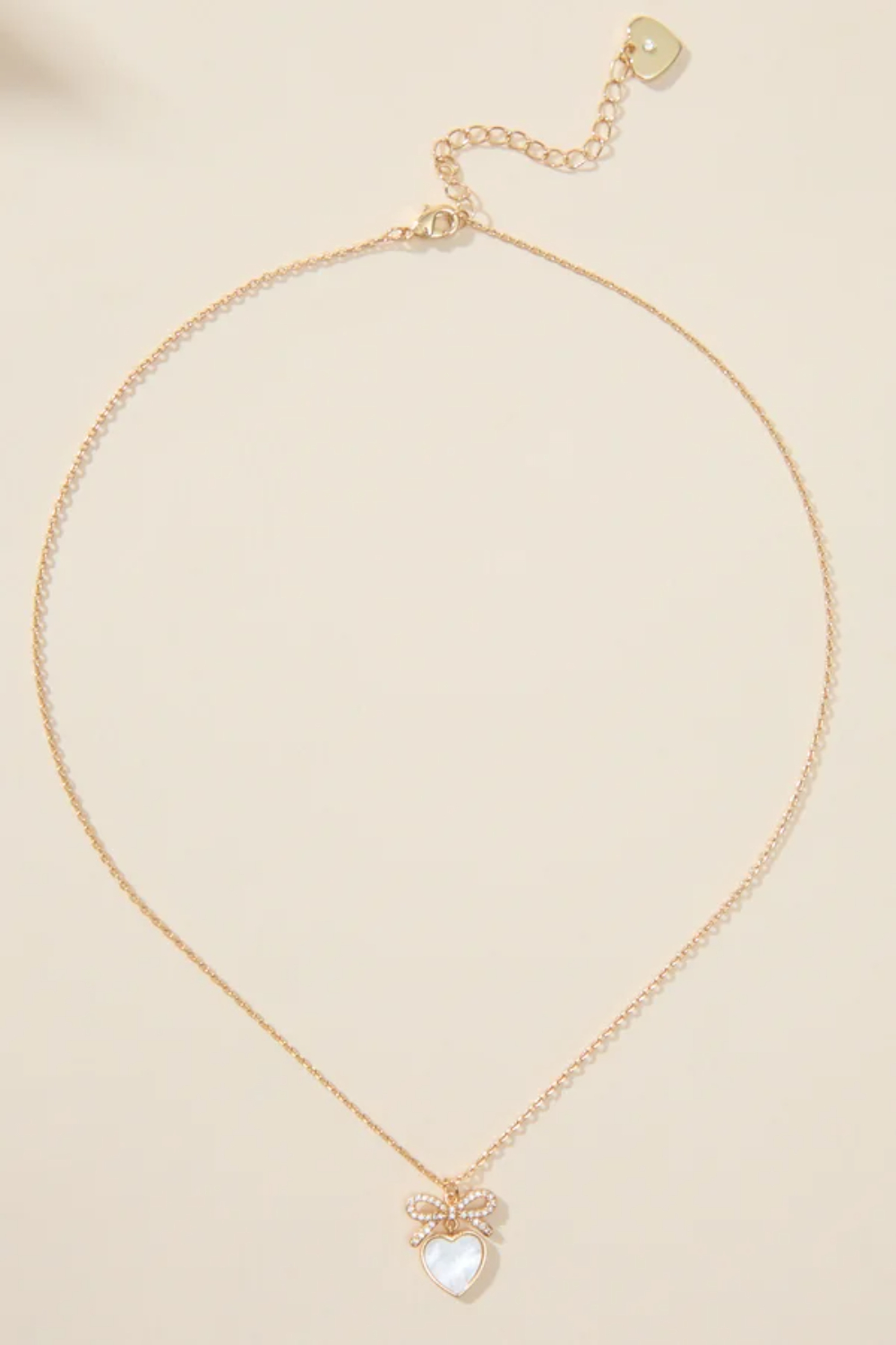 Bow Heart Charm Necklace