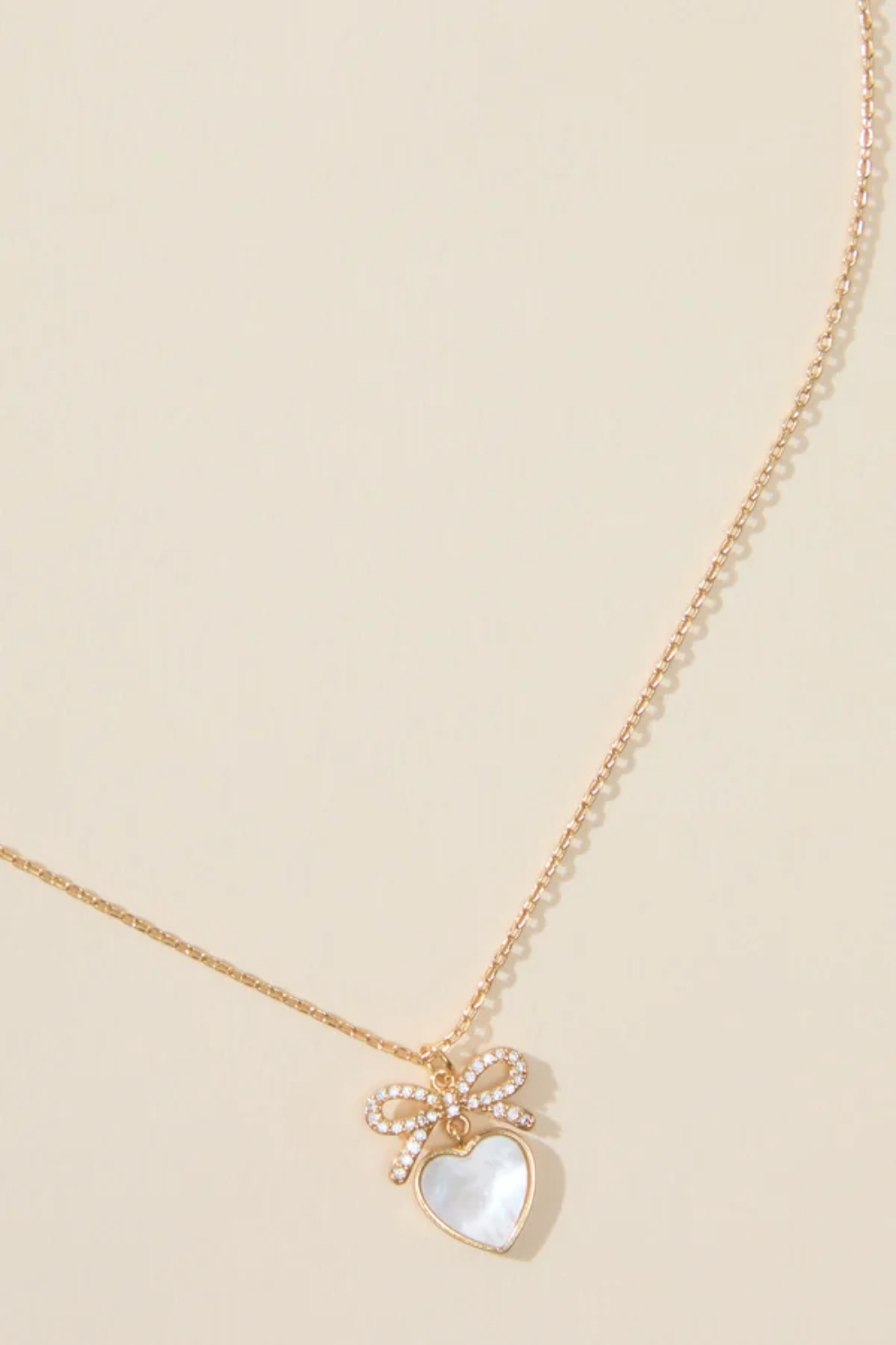 Bow Heart Charm Necklace