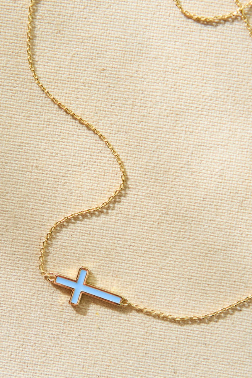 18K Gold Blue Cross Necklace