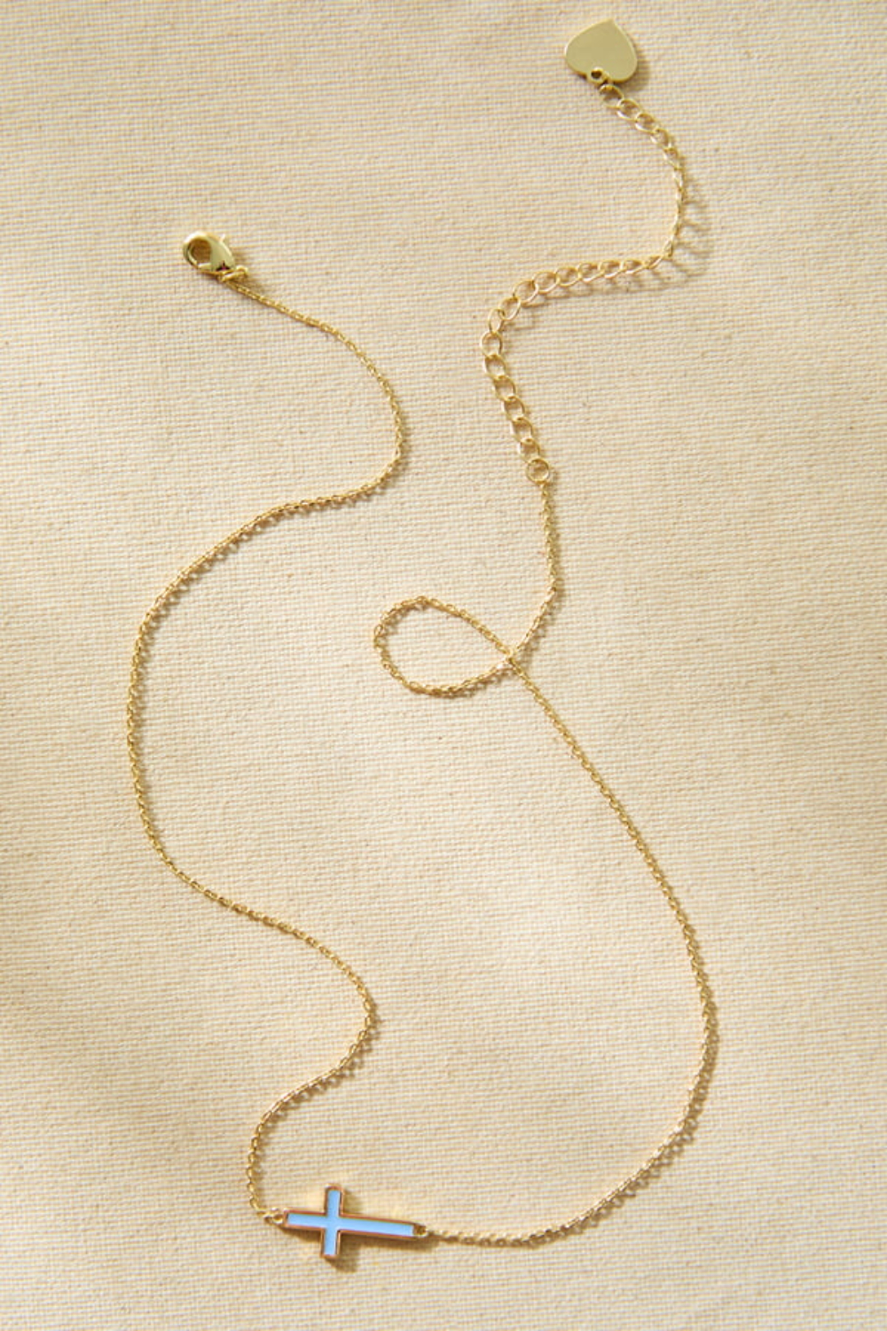 18K Gold Blue Cross Necklace
