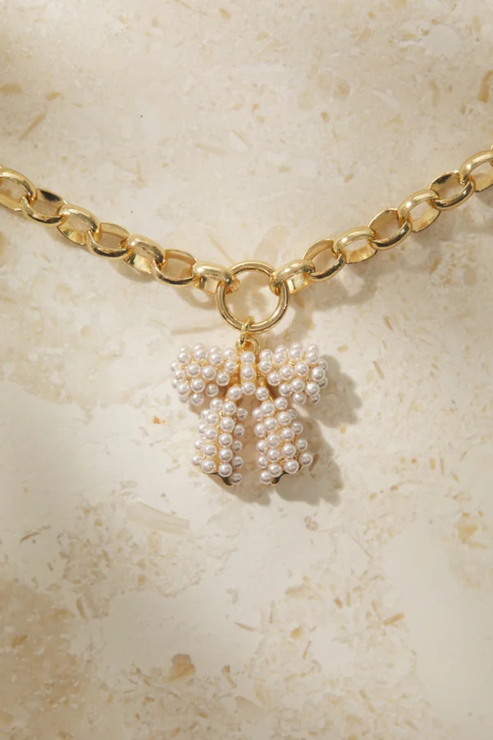 Colette Pearl Bow Charm Necklace