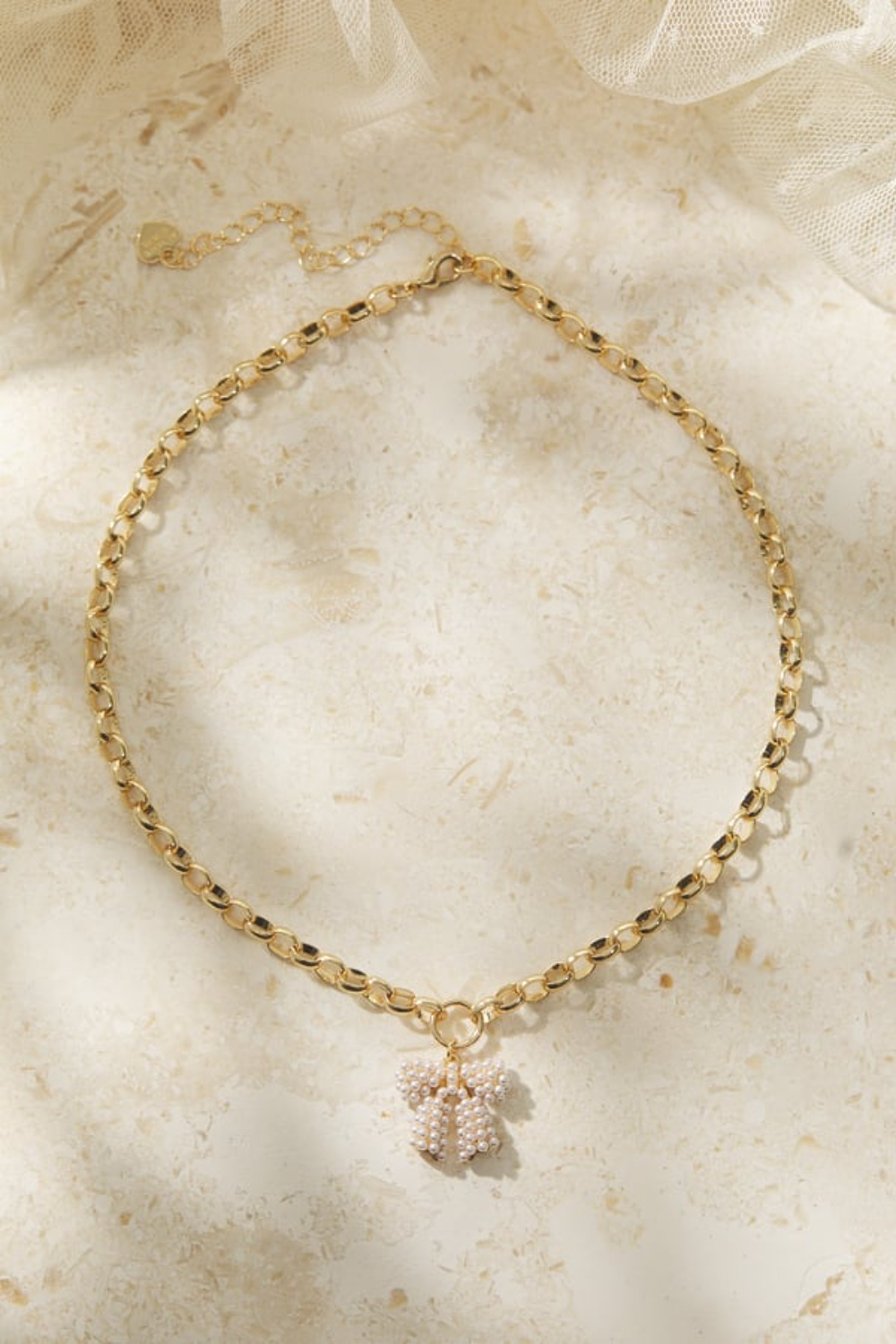 Colette Pearl Bow Charm Necklace