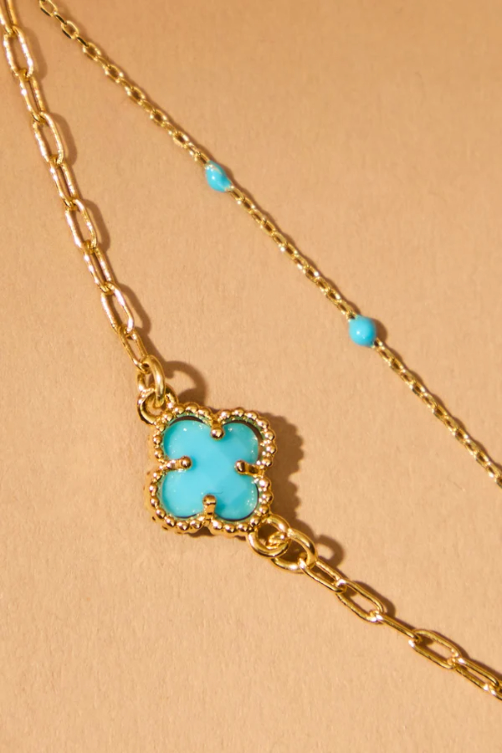 Layered Turquoise Clover Necklace