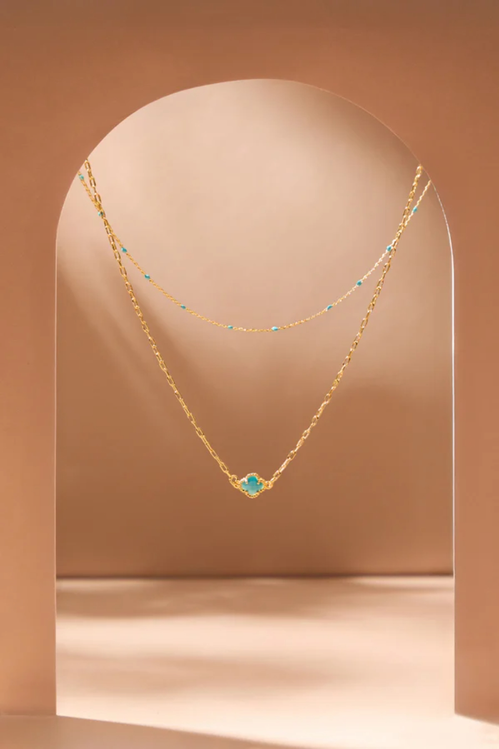 Layered Turquoise Clover Necklace