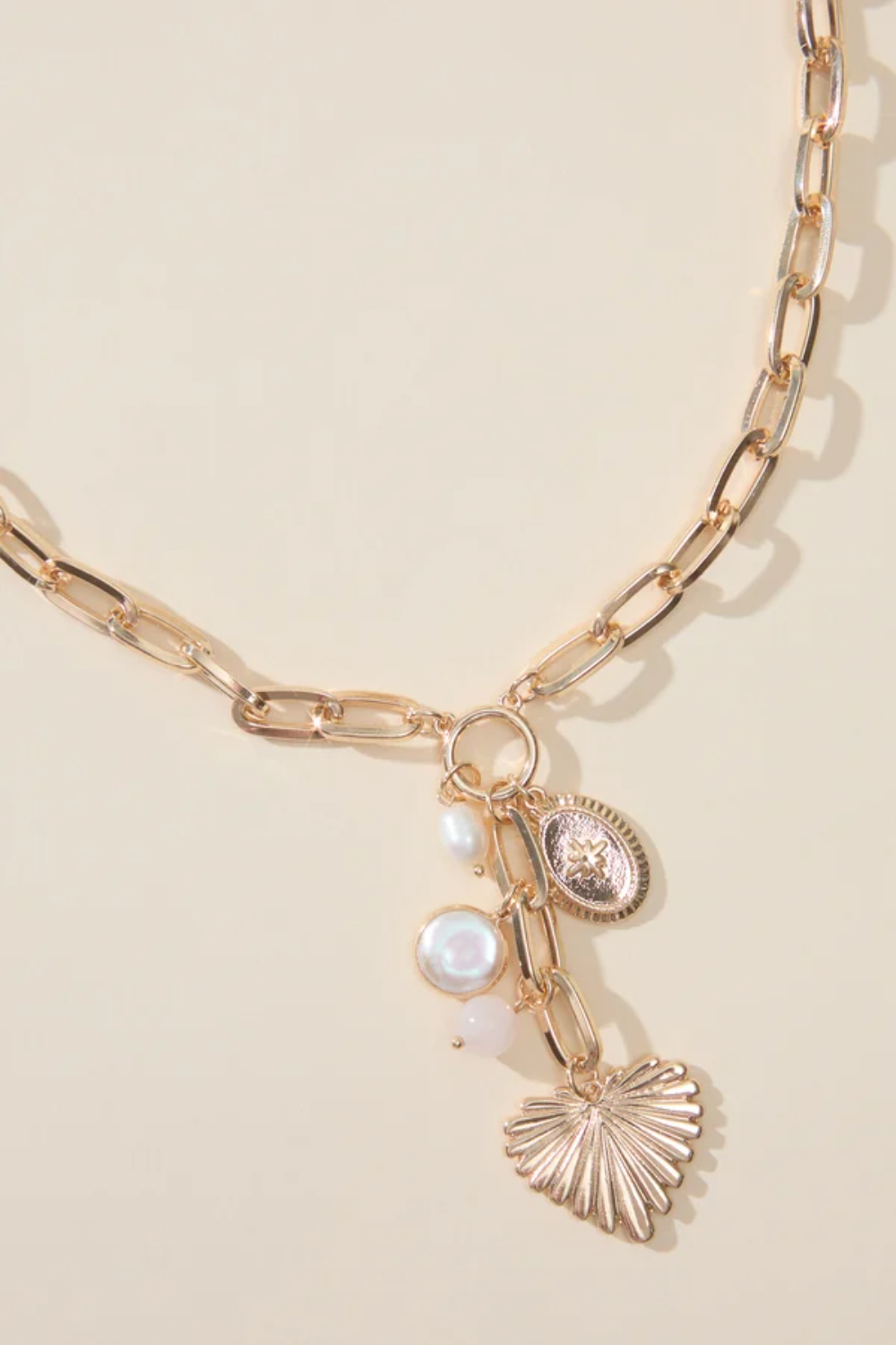 Statement Heart Cluster Charm Necklace