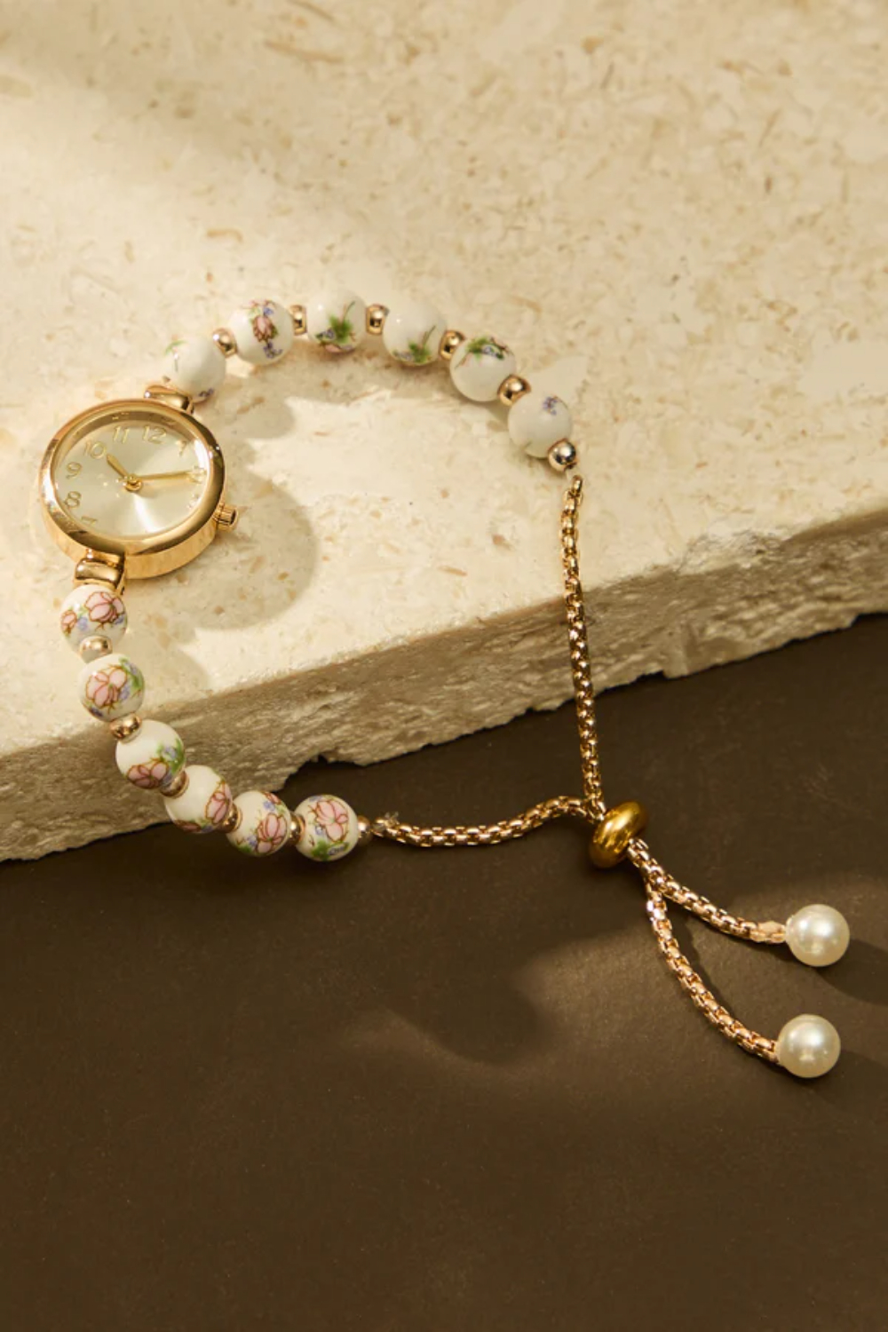 Painted Bead Pull Tie Watch