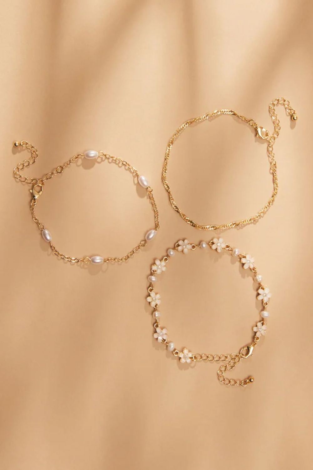 Pearl Flower Bracelet Set
