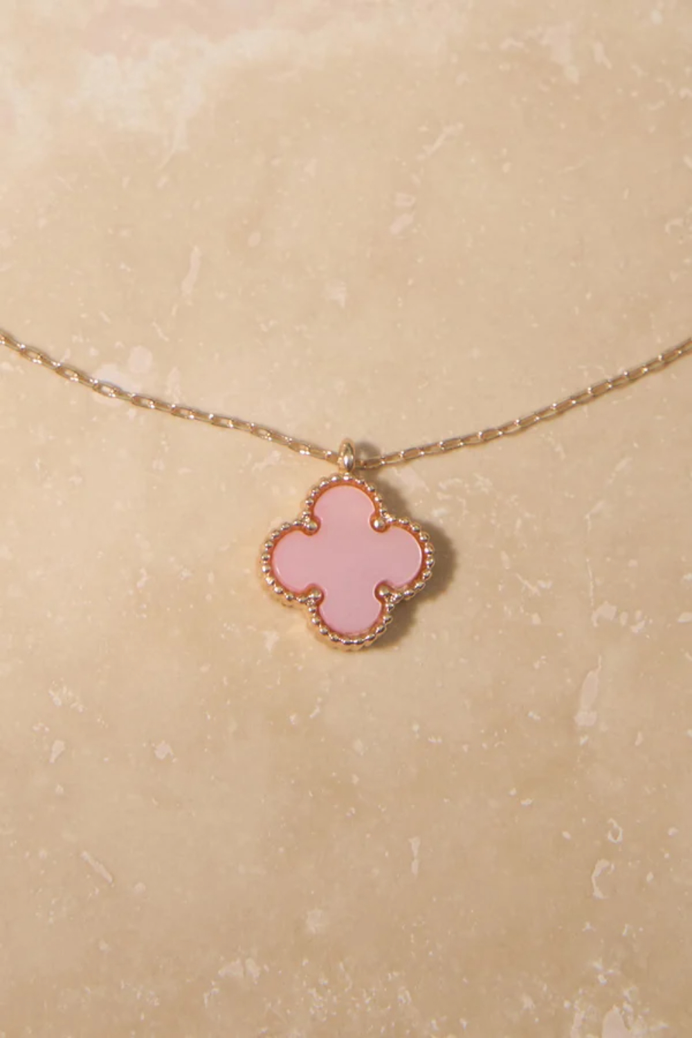 Pink Clover Charm Necklace