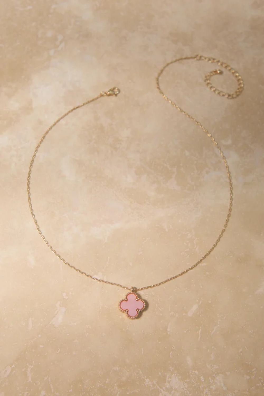 Pink Clover Charm Necklace