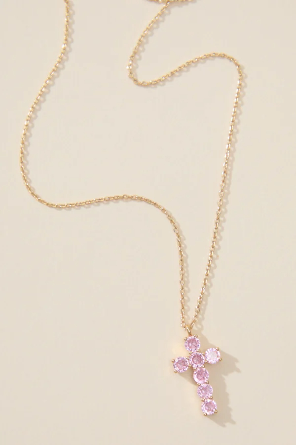 Pink Glitz Cross Necklace