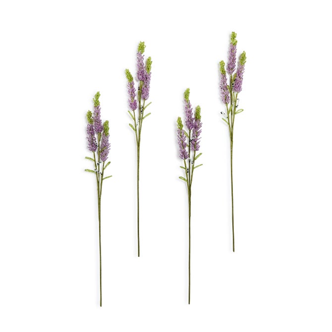 Lavender Beaded Flower Stem, Set of 4