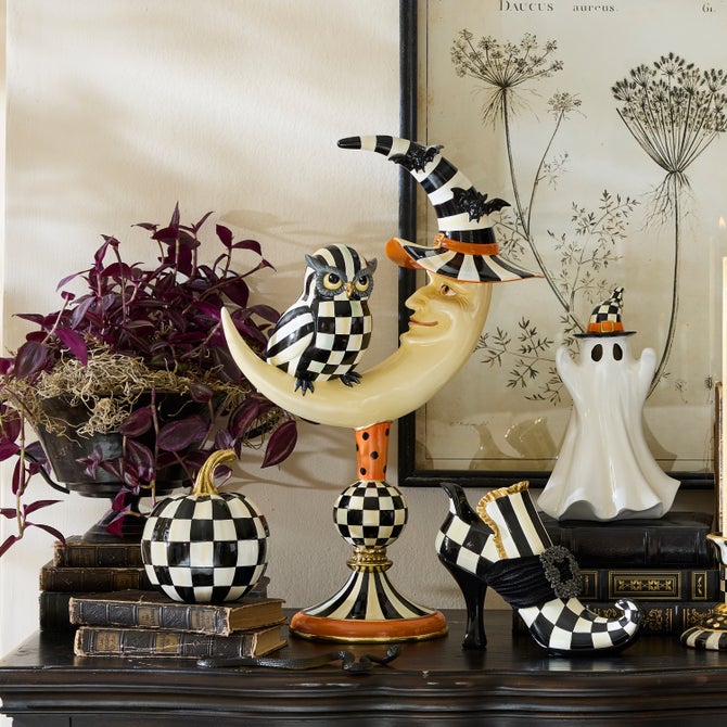 Courtly Owl On Moon Figure