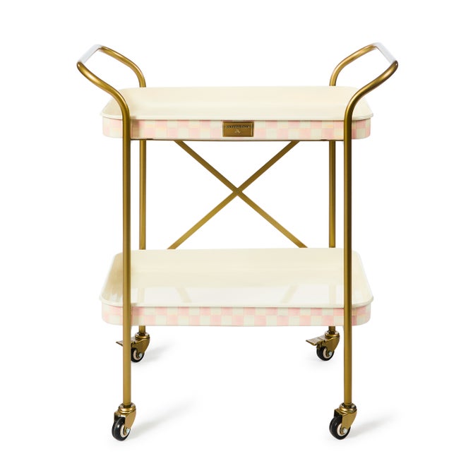 Rosy Check 2-Tier Kitchen Cart