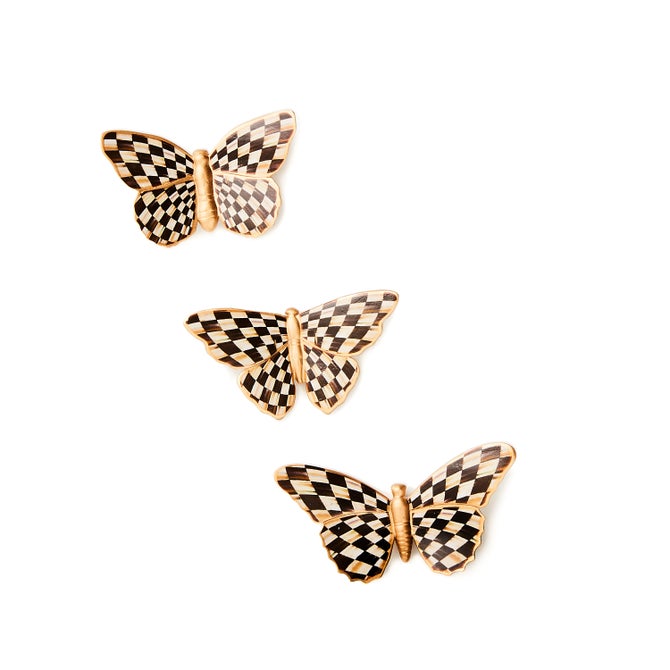 Courtly Check Butterfly Magnets, Set of 3