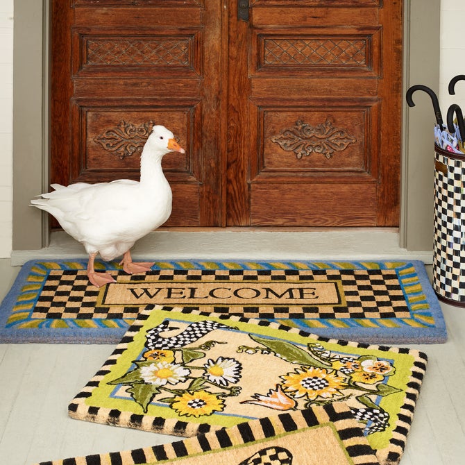 Welcome Periwinkle Double Door Entrance Mat