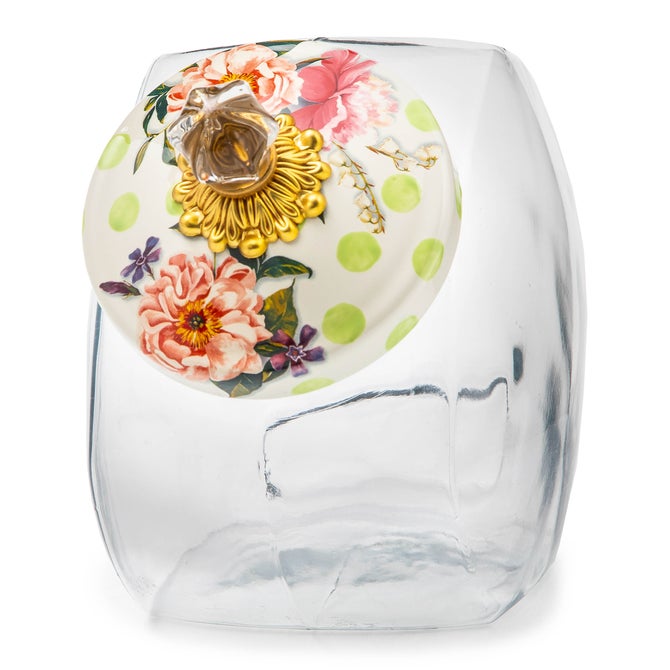 Cookie Jar with Wildflowers Green Lid