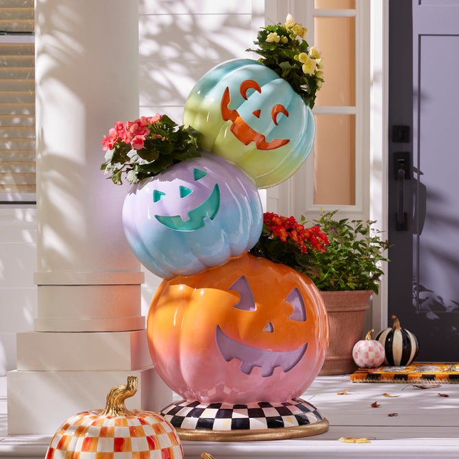 Trick or Treat Stacked Pumpkin Planters