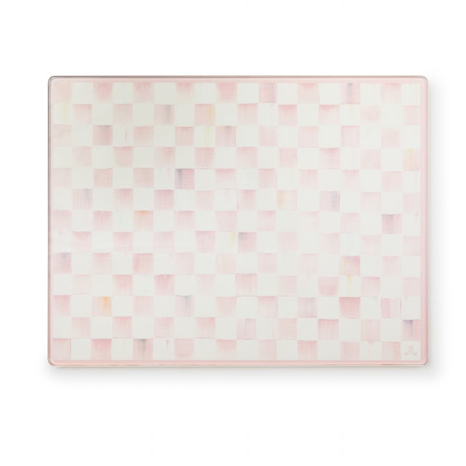 Rosy Check Glass Cutting Boards, Set of 2