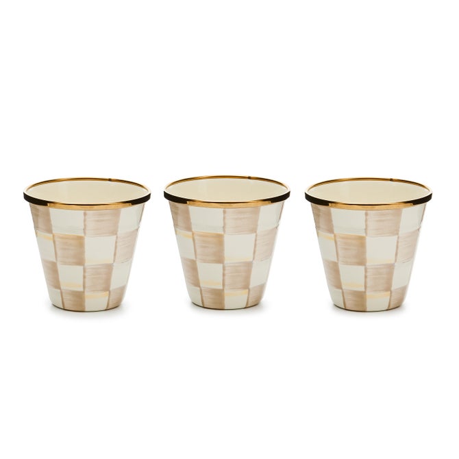 Mocha Check Herb Pots, Set of 3