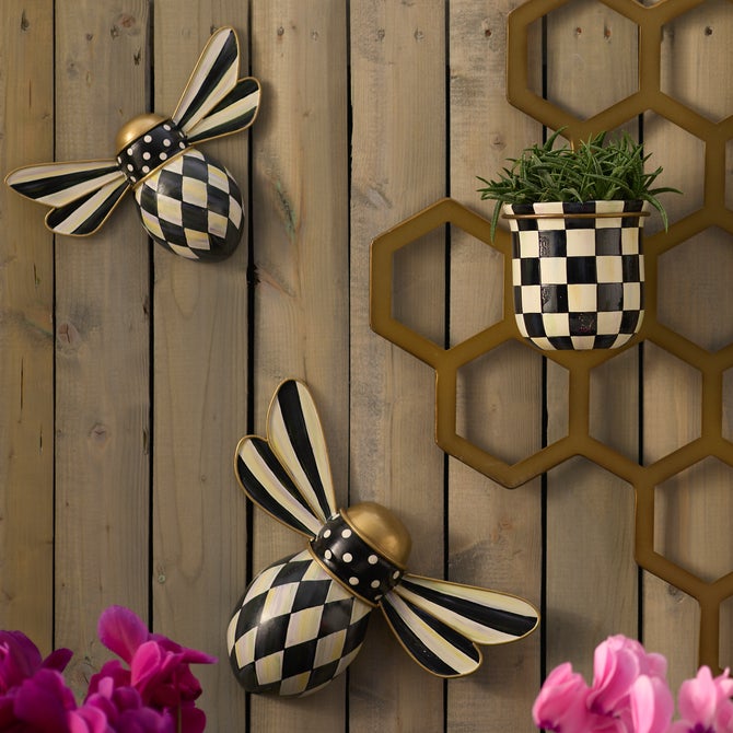 Courtly Check Outdoor Bee Wall Decor, Set of 2