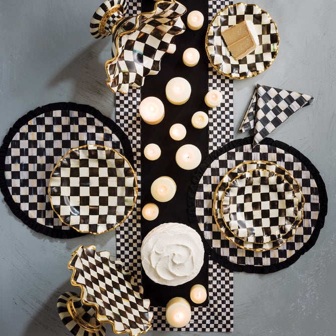 Courtly Check Black Table Runner