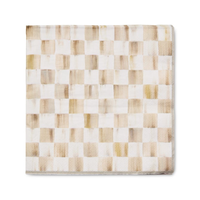 Mocha Check Dinner Paper Napkins