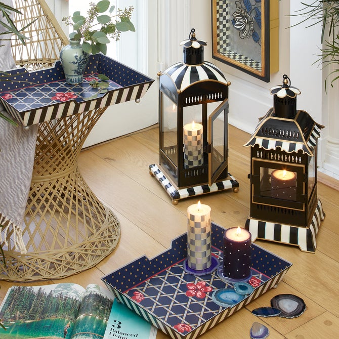 Courtly Stripe Large Candle Lantern