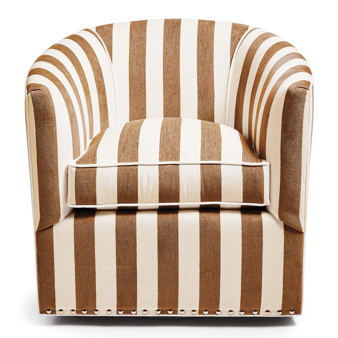 Marquee Brown Stripe Chenille Swivel Chair