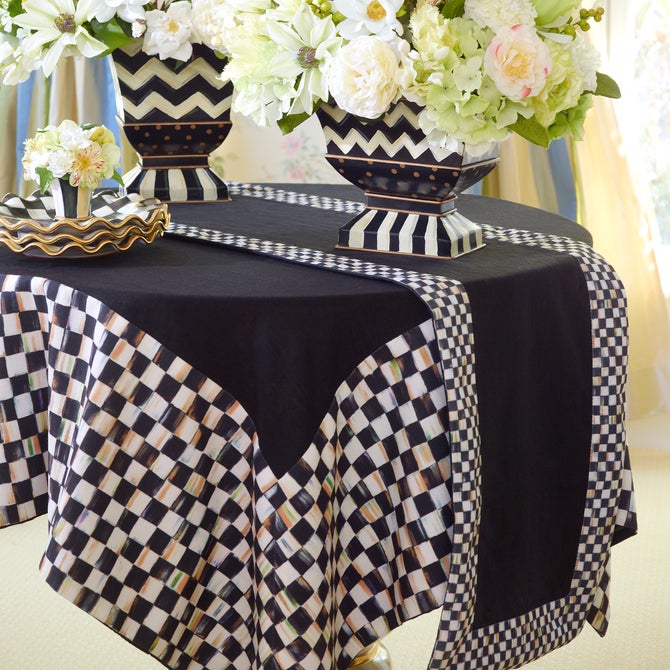 Courtly Check Black Table Runner