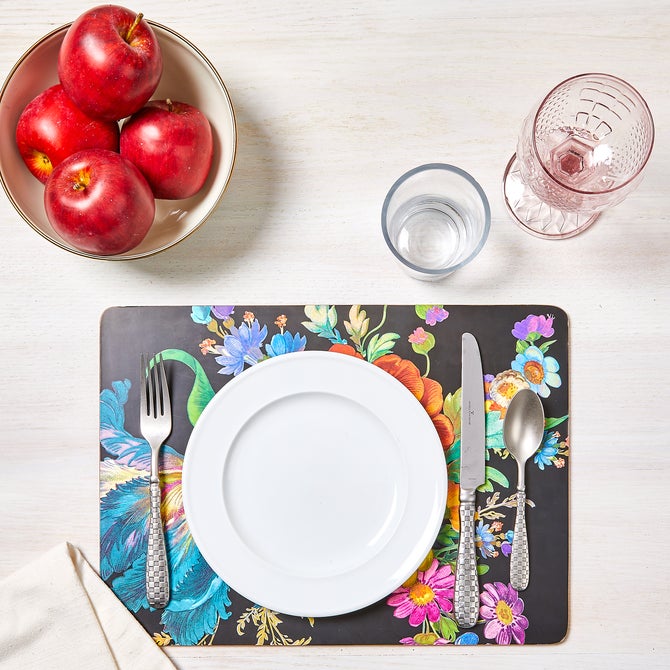 Black Flower Market Placemats, Set of 4
