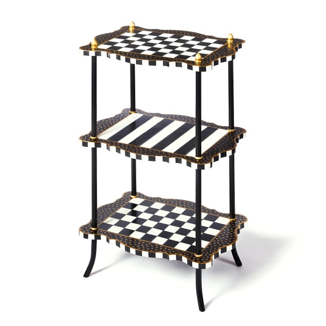 Black & White Check and Stripe 3 Tier Table