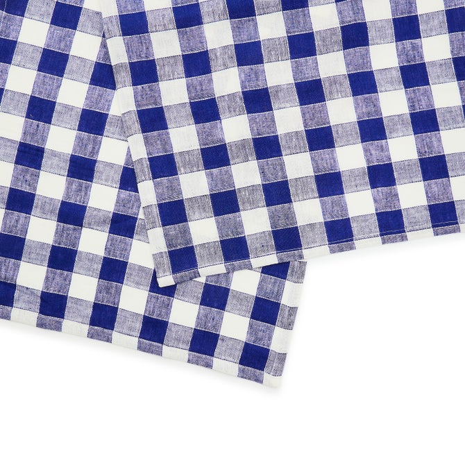 Navy Check Linen Dish Towel