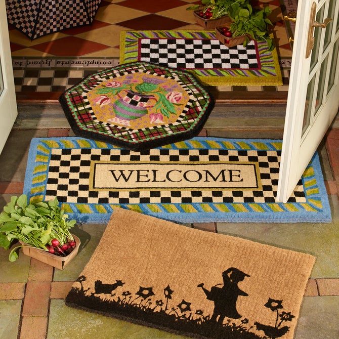 Welcome Periwinkle Double Door Entrance Mat