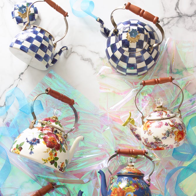 White Flower Market 3 Quart Tea Kettle