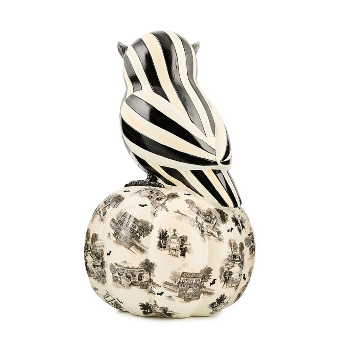 Courtly Owl on Toile Pumpkin