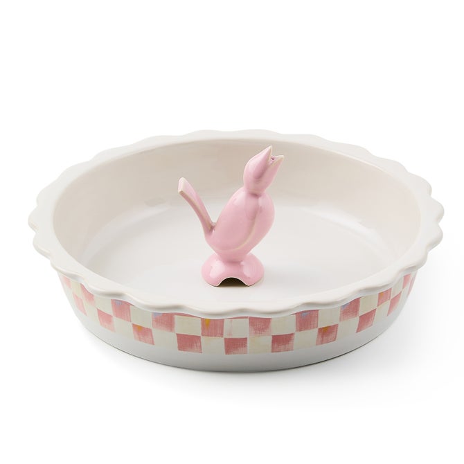 Sterling Check Everyday Pie Plate with Pie Bird