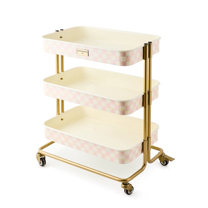 Rosy Check 3-Tier Kitchen Cart