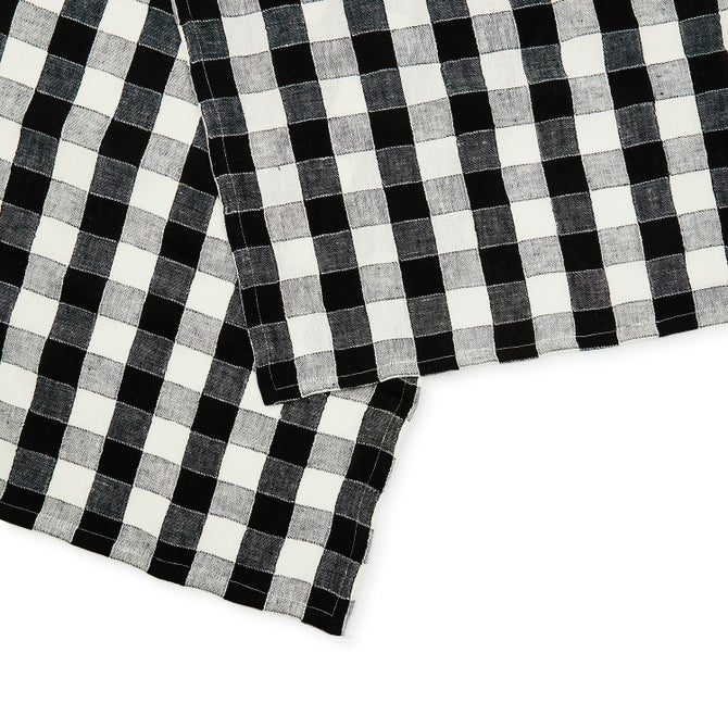 Black Check Linen Dish Towel