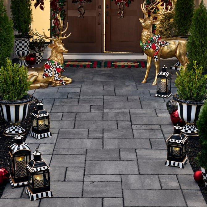 Courtly Stripe Large Candle Lantern