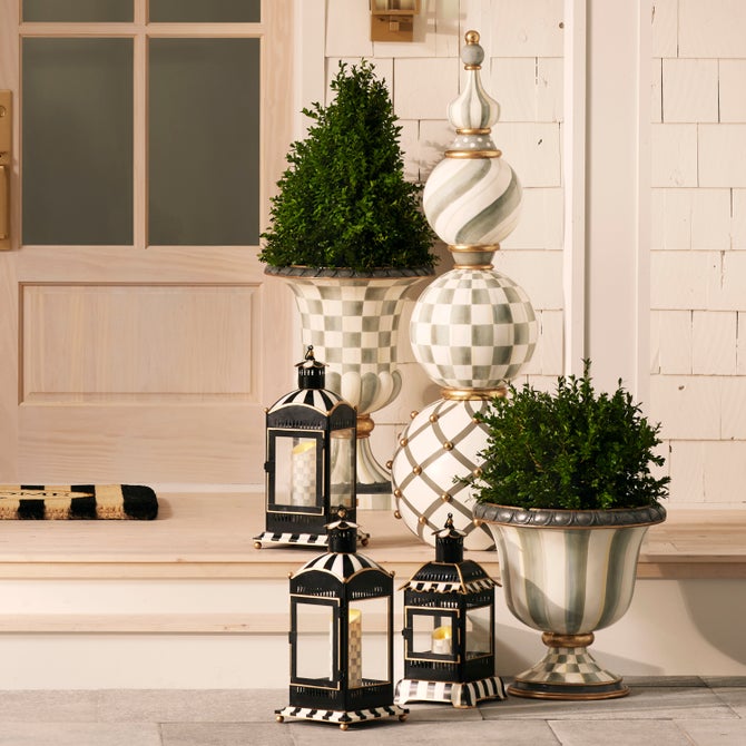 Courtly Stripe Large Candle Lantern