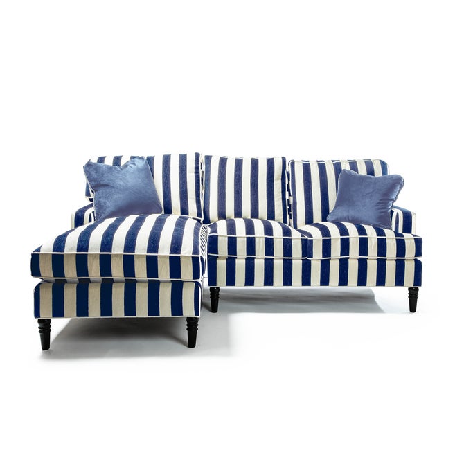Marquee Navy Stripe 2-Piece Left Arm Chaise Sectional