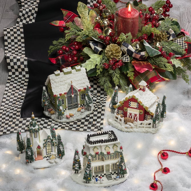 Courtly Check Black Table Runner