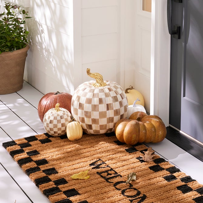 Mocha Check Large Pumpkin