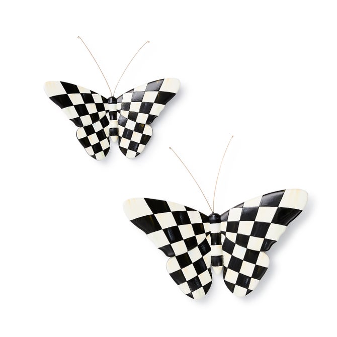 Courtly Check Outdoor Butterflies Wall Decor, Set of 2