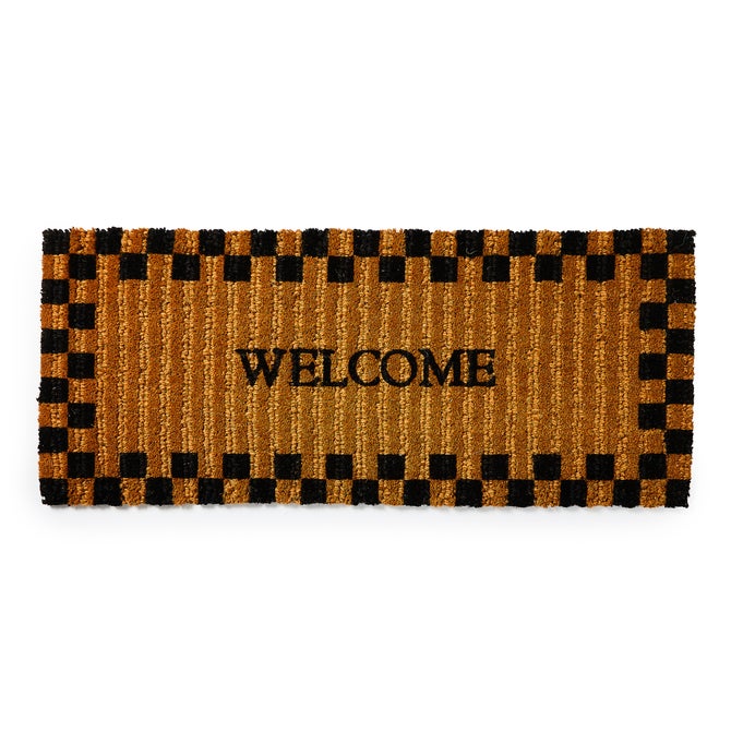 Welcome Checked Double Door Entrance Mat