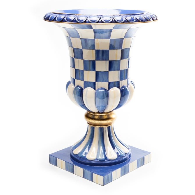 Royal Check Pedestal Tabletop Urn